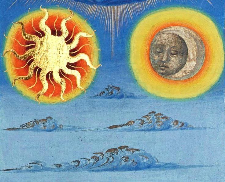 A painting that shows two suns.